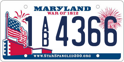 MD license plate 1AB4366