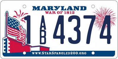 MD license plate 1AB4374