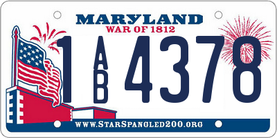 MD license plate 1AB4378