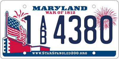 MD license plate 1AB4380