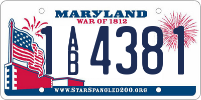 MD license plate 1AB4381