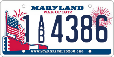 MD license plate 1AB4386