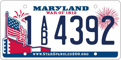 MD license plate 1AB4392
