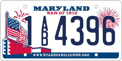 MD license plate 1AB4396
