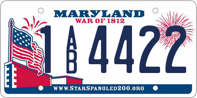 MD license plate 1AB4422