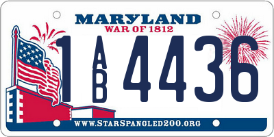 MD license plate 1AB4436