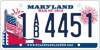 MD license plate 1AB4451
