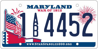 MD license plate 1AB4452