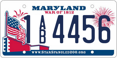 MD license plate 1AB4456