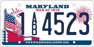 MD license plate 1AB4523