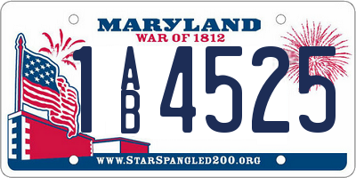 MD license plate 1AB4525