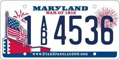 MD license plate 1AB4536