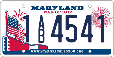 MD license plate 1AB4541