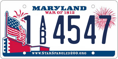 MD license plate 1AB4547
