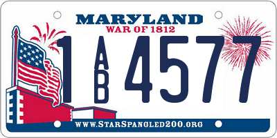 MD license plate 1AB4577