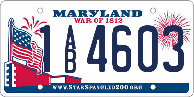 MD license plate 1AB4603