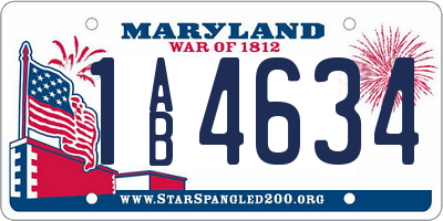 MD license plate 1AB4634