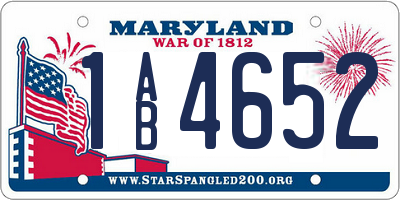 MD license plate 1AB4652