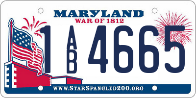 MD license plate 1AB4665