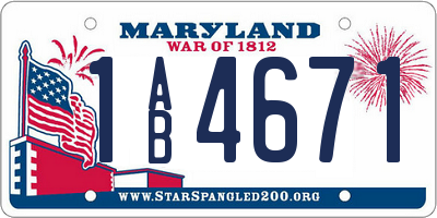 MD license plate 1AB4671