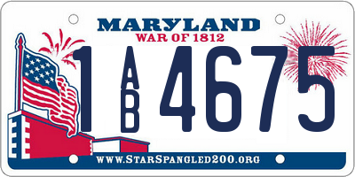 MD license plate 1AB4675