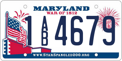 MD license plate 1AB4679