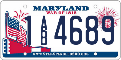 MD license plate 1AB4689