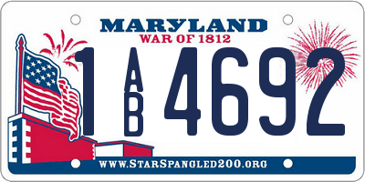 MD license plate 1AB4692