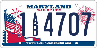 MD license plate 1AB4707