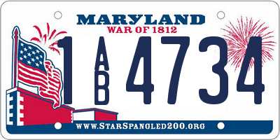 MD license plate 1AB4734