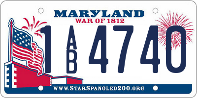 MD license plate 1AB4740