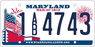 MD license plate 1AB4743