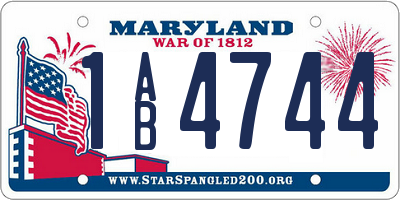 MD license plate 1AB4744