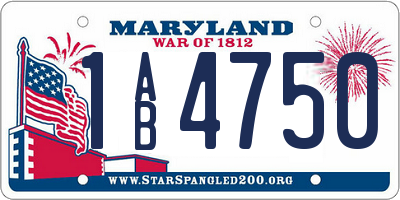 MD license plate 1AB4750
