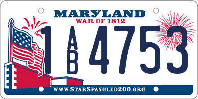 MD license plate 1AB4753