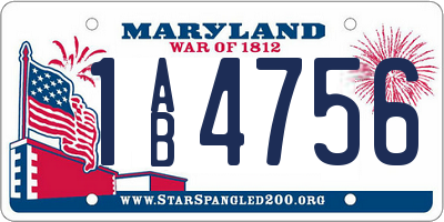 MD license plate 1AB4756
