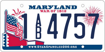 MD license plate 1AB4757
