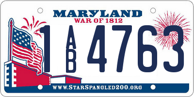 MD license plate 1AB4763
