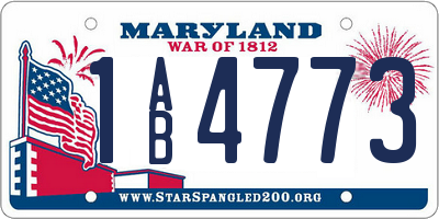 MD license plate 1AB4773