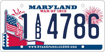 MD license plate 1AB4786