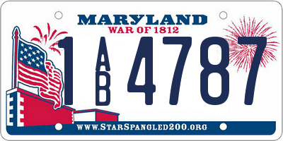 MD license plate 1AB4787