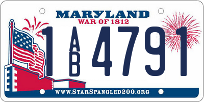 MD license plate 1AB4791