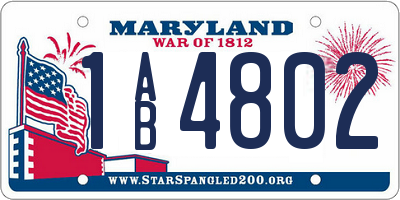 MD license plate 1AB4802