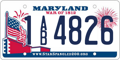 MD license plate 1AB4826
