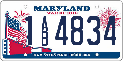 MD license plate 1AB4834