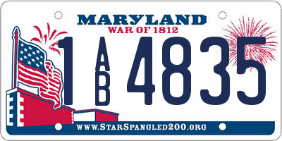 MD license plate 1AB4835