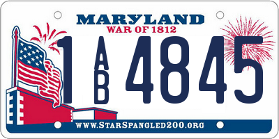 MD license plate 1AB4845