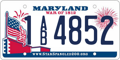 MD license plate 1AB4852