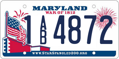 MD license plate 1AB4872