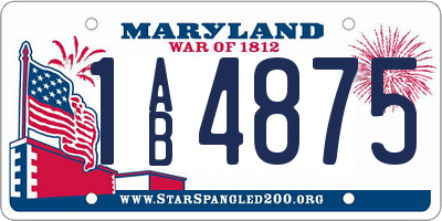 MD license plate 1AB4875